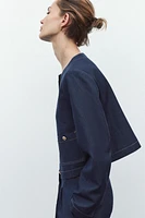 CONTRASTING TOPSTITCHING CROPPED JACKET