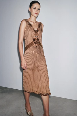 ZW COLLECTION BEADED EMBROIDERY DRESS