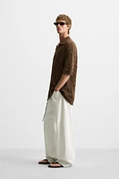 TEXTURED KNIT DISTRESSED SHIRT