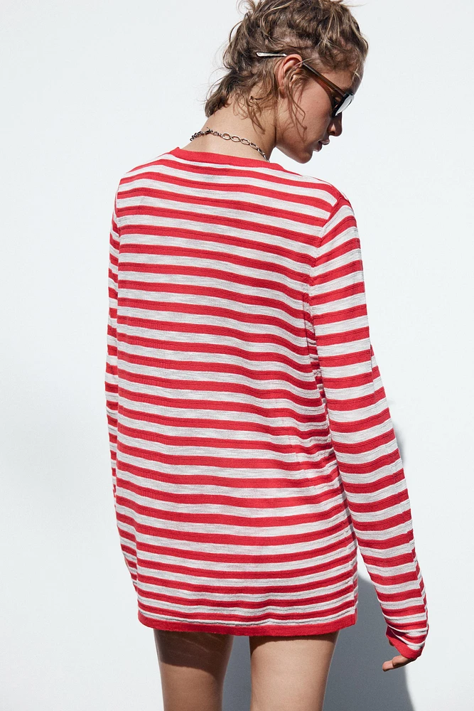 PULL EN JERSEY À RAYURES