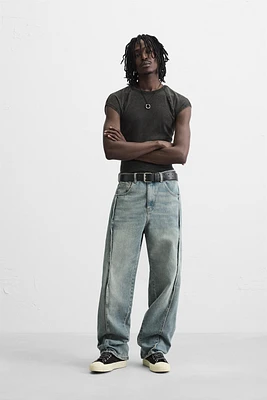 SEAMED BAGGY FIT JEANS