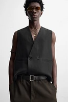 GILET CROISÉ 100 % LIN
