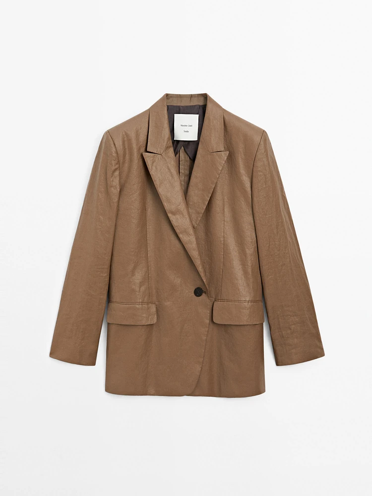 Blazer cache-cœur en tissu brillant - Studio