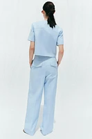 STRAIGHT LEG PANTS WITH METAL BUTTON