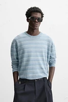 100% LINEN STRIPED SWEATER
