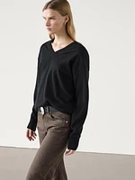 Knit 100% cashmere V-neck sweater