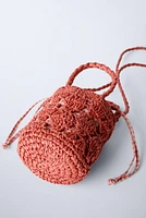 HEARTS RAFFIA BUCKET BAG