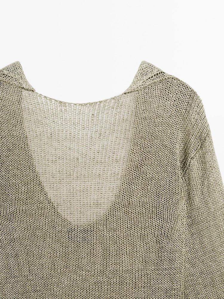 Pull à col en V lin - STUDIO