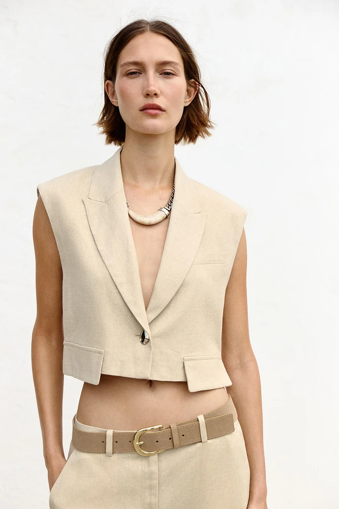 LINEN BLEND SHORT VEST