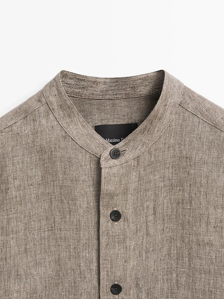 Chemise à col officier regular en lin - Limited Edition