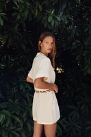 BRAIDED BELT SHORT JUMPSUIT