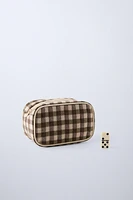 PLAID TOILETRY BAG