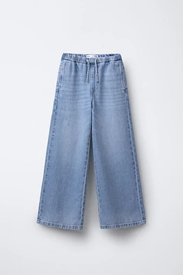 DRAWSTRING WIDE LEG JEANS