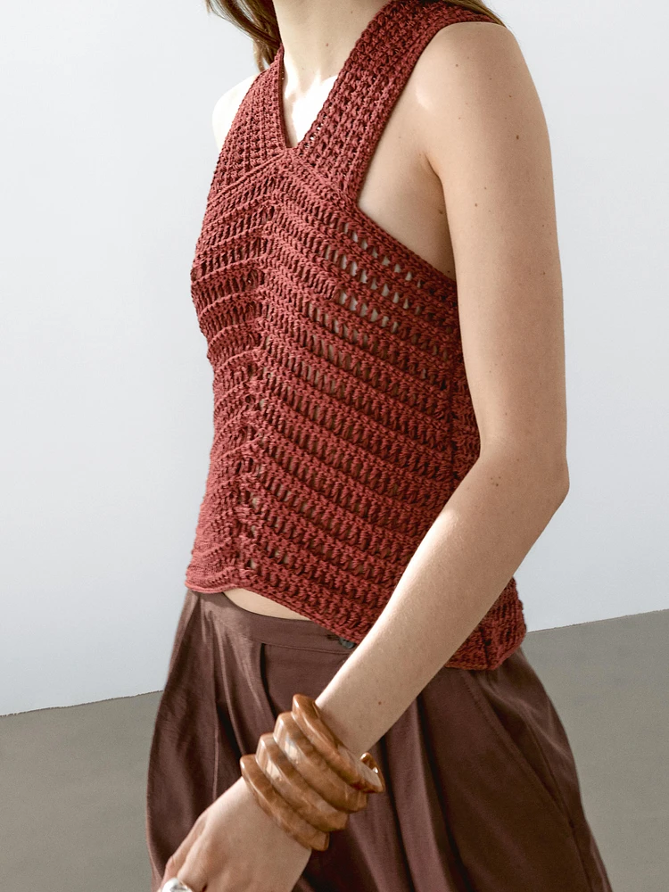 Top en maille ajourée crochetée