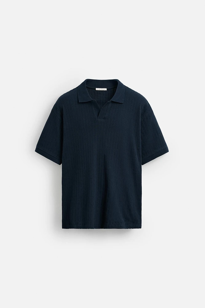 RIB TEXTURED POLO SHIRT