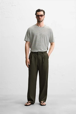 T-SHIRT MÉLANGE LIN RAYURES