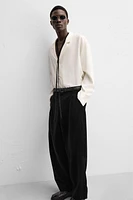 PLEATED VELVET PANTS