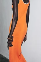 ROBE LONGUE EN MAILLE FINITIONS DOUBLE ÉPAISSEUR