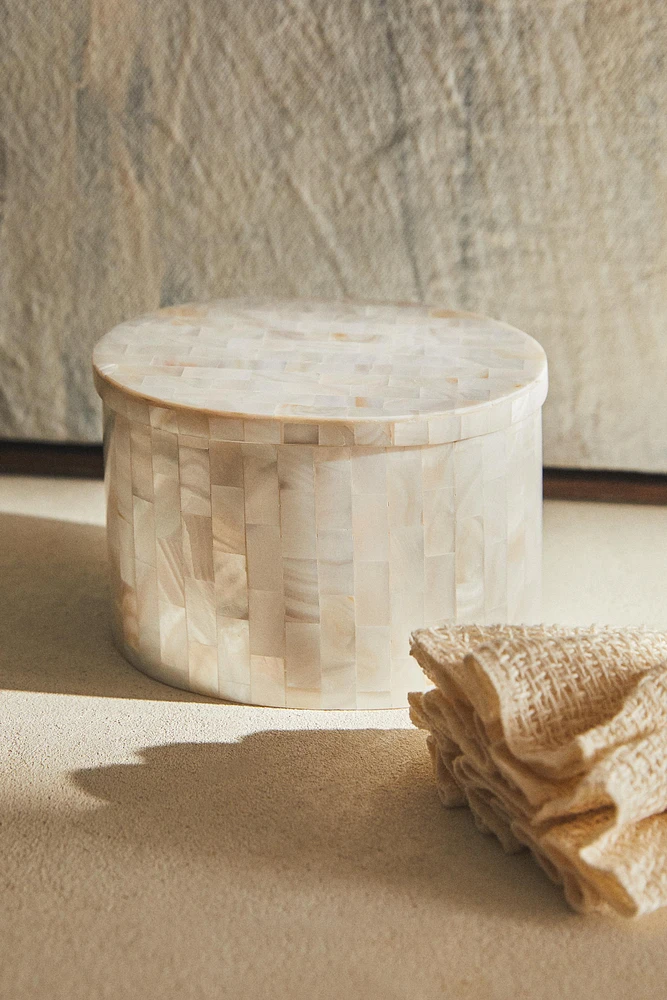 MOTHER-OF-PEARL-EFFECT BATHROOM JAR