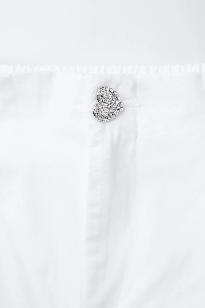 PANTALON POPELINE BOUTON BIJOU