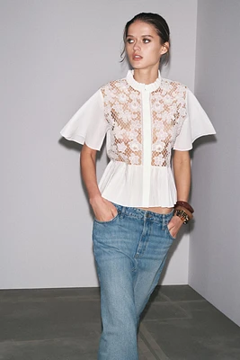 ZW COLLECTION EMBROIDERED PEPLUM SHIRT