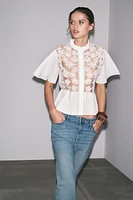 ZW COLLECTION EMBROIDERED PEPLUM SHIRT