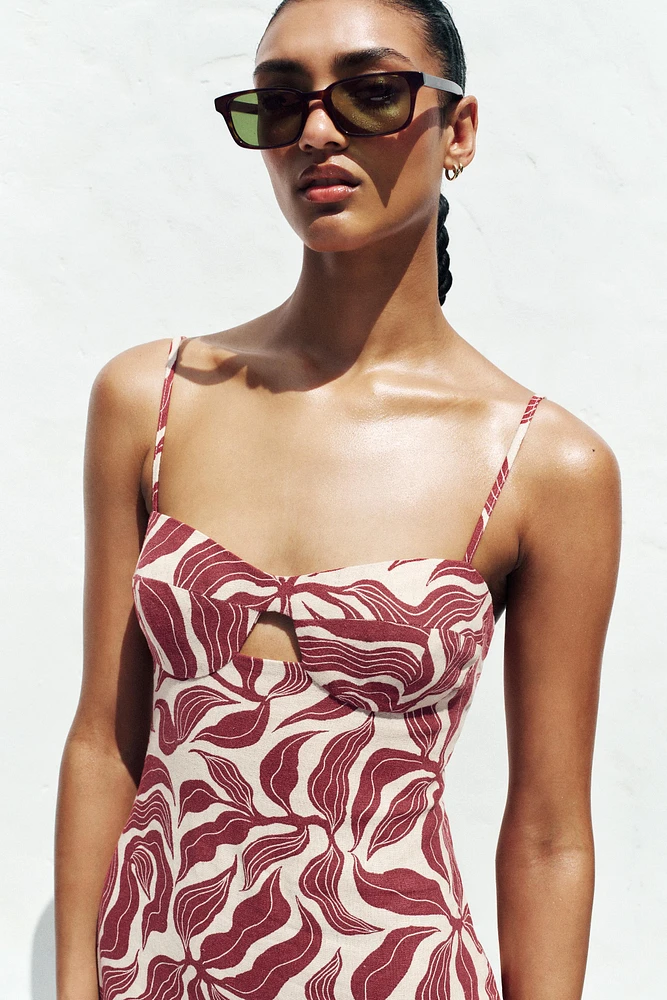 ROBE MIDI RUSTIQUE IMPRIMÉE AVEC LIN