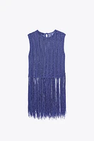 FRINGED CROCHET KNIT TOP
