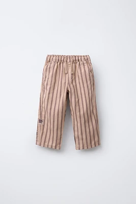 STRIPED TWILL FLOWY PANTS