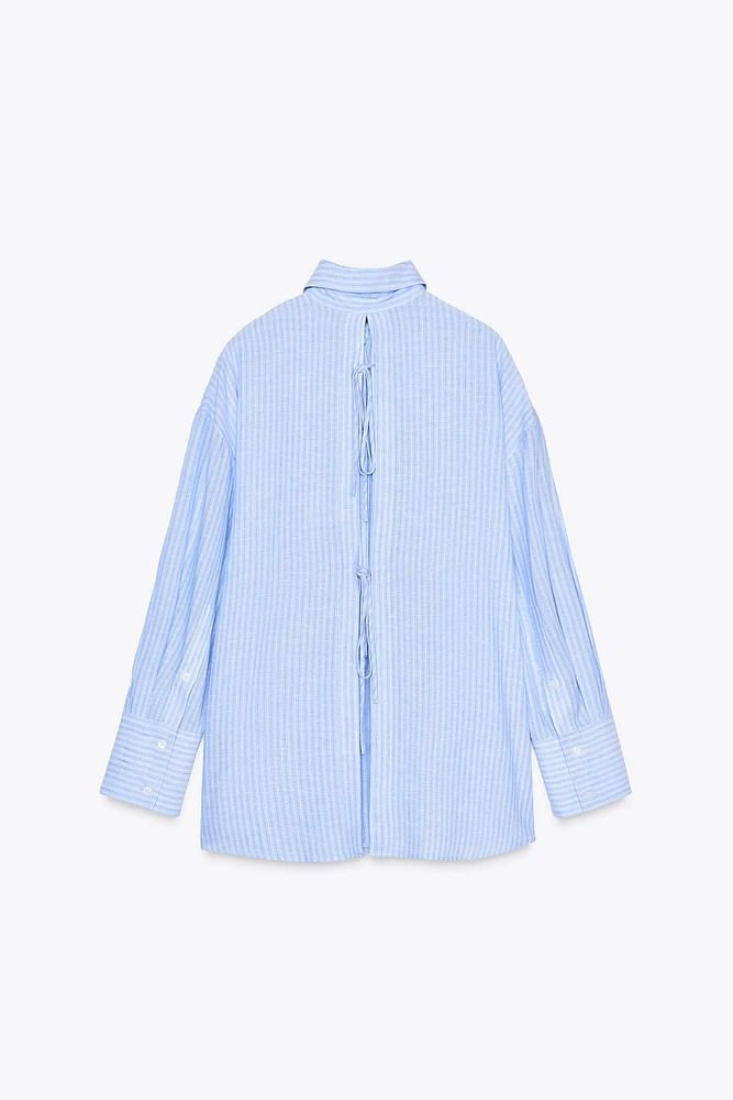 CHEMISE OVERSIZE RAYURES OUVERTURES NŒUDS DOS
