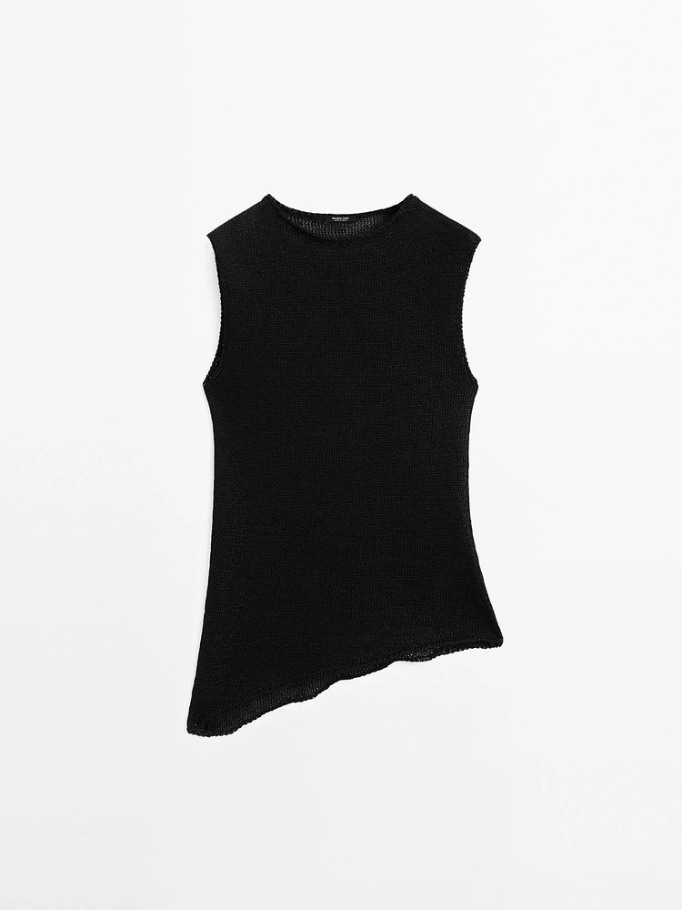 Top asymétrique en maille ajourée
