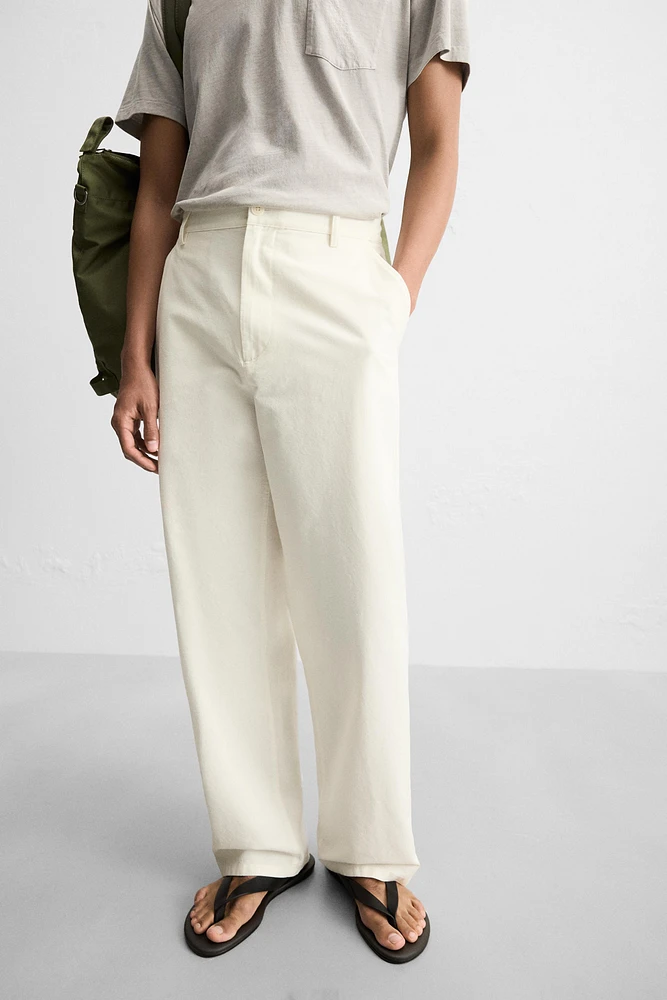 STRAIGHT FIT COTTON PANTS