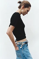 PLAIN KNIT BASIC SHORT SLEEVE TOP