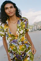 PRINTED POPLIN MIDI DRESS