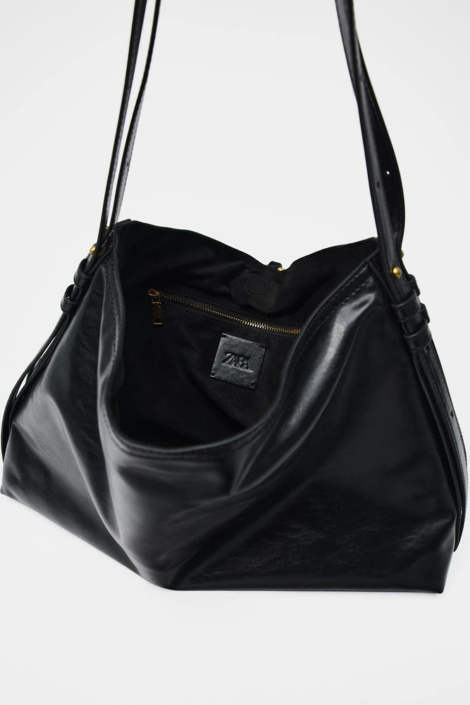 METAL DETAIL SHOULDER BUCKET BAG