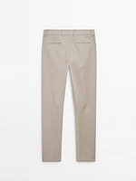 Tapered fit cotton twill trousers