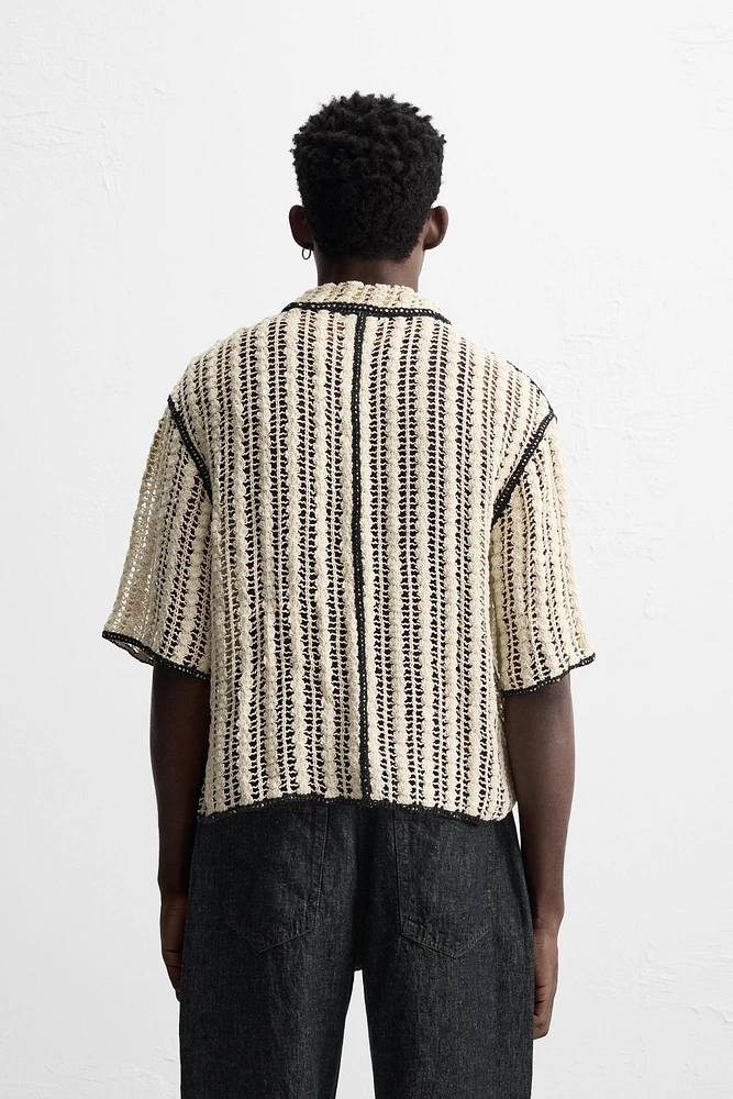 CROCHET TEXTURED POLO SHIRT