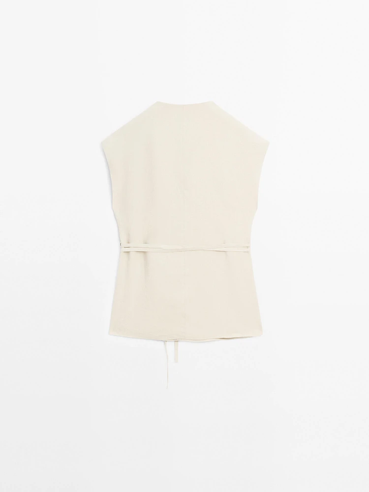 100% linen crossover waistcoat
