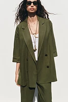 LINEN BLEND DOUBLE BREASTED BLAZER