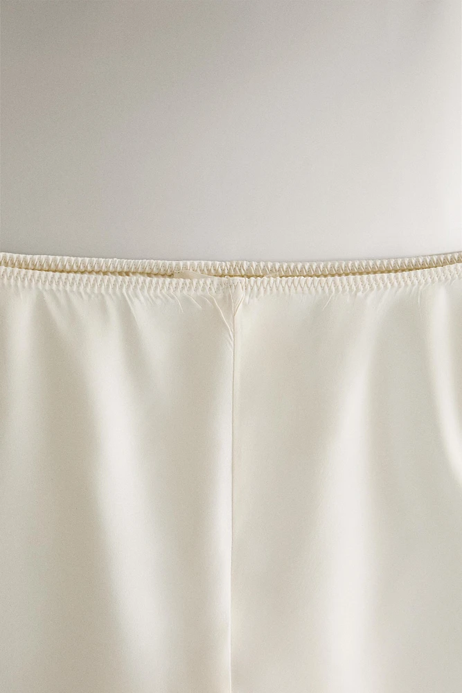 BEIGE SILK SHORTS