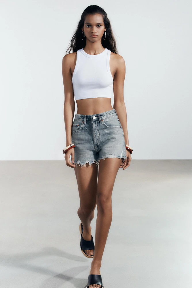 SHORTS EN JEAN TRF TAILLE HAUTE DÉCHIRURES