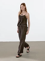 Flowing wide-leg jacquard trousers