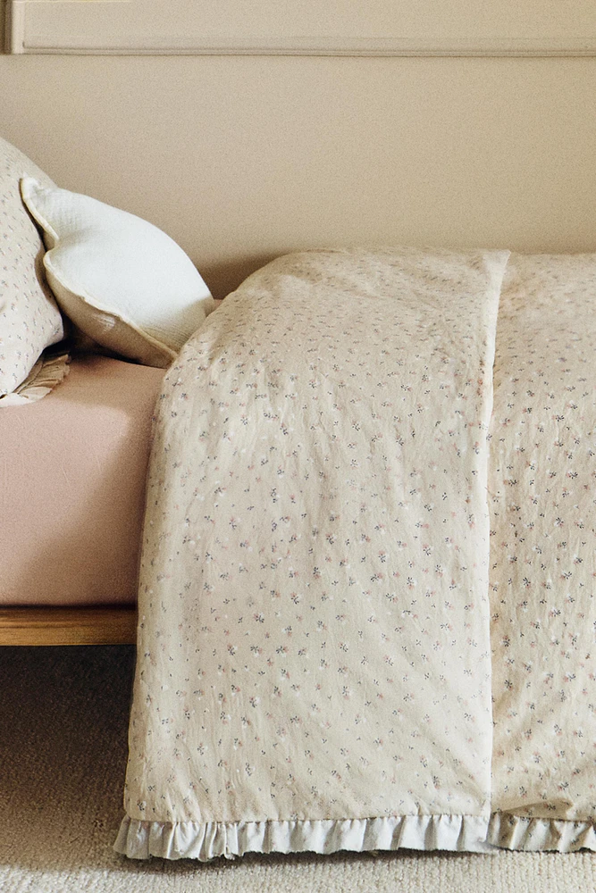 HOUSSE DE COUETTE ENFANT VOLANT FLEUR