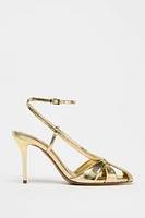 METALLIC EFFECT STRAPPY HEELED SANDALS