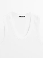 T-shirt à col rond en coton mélangé