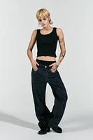 TRF MID-RISE WIDE LEG RHINESTONE JEANS