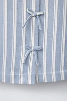 BOW TRIM STRIPED TOP