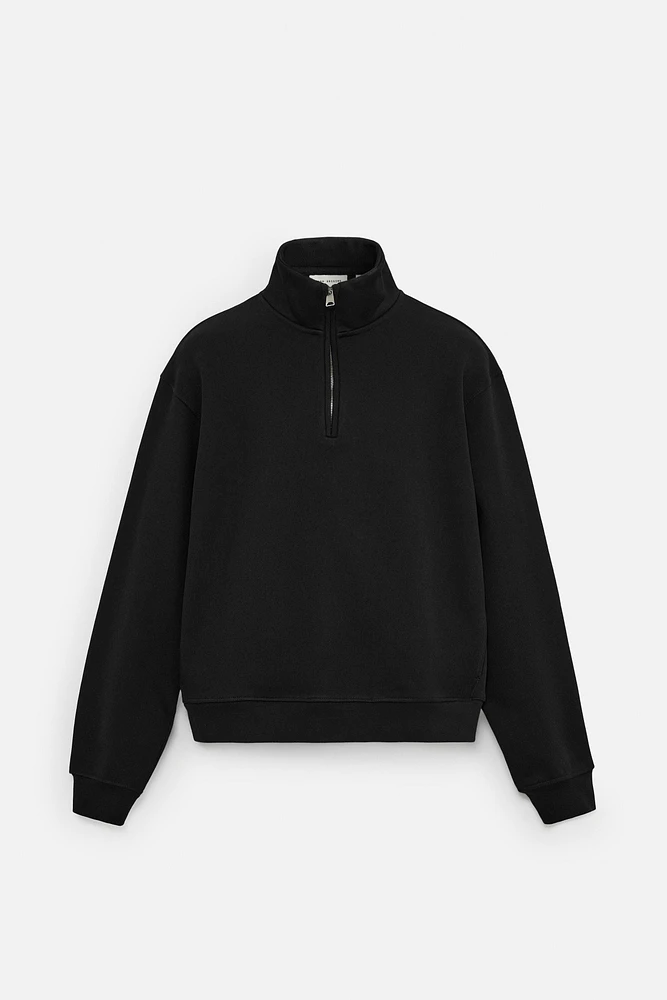 ZIPPERED COLLAR HEAVY WEIGHT SWEATSHIRT