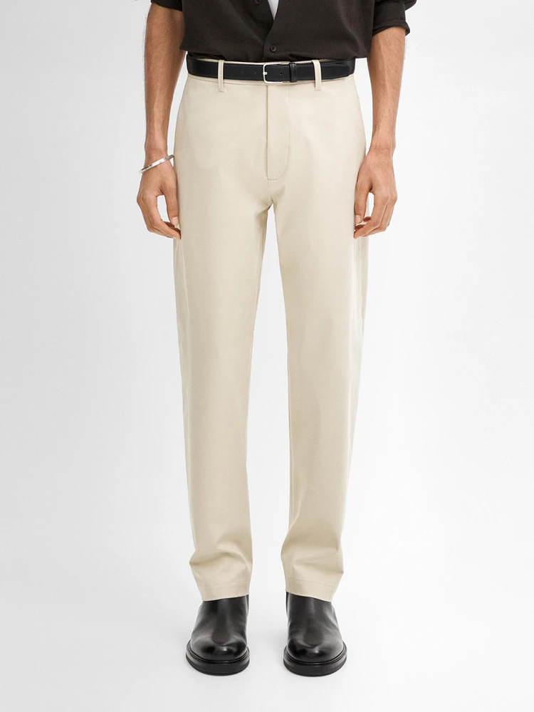 Cotton blend relaxed fit trousers