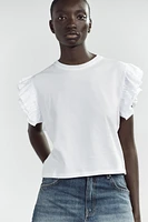 T-SHIRT EFFET DÉLAVÉ À VOLANTS